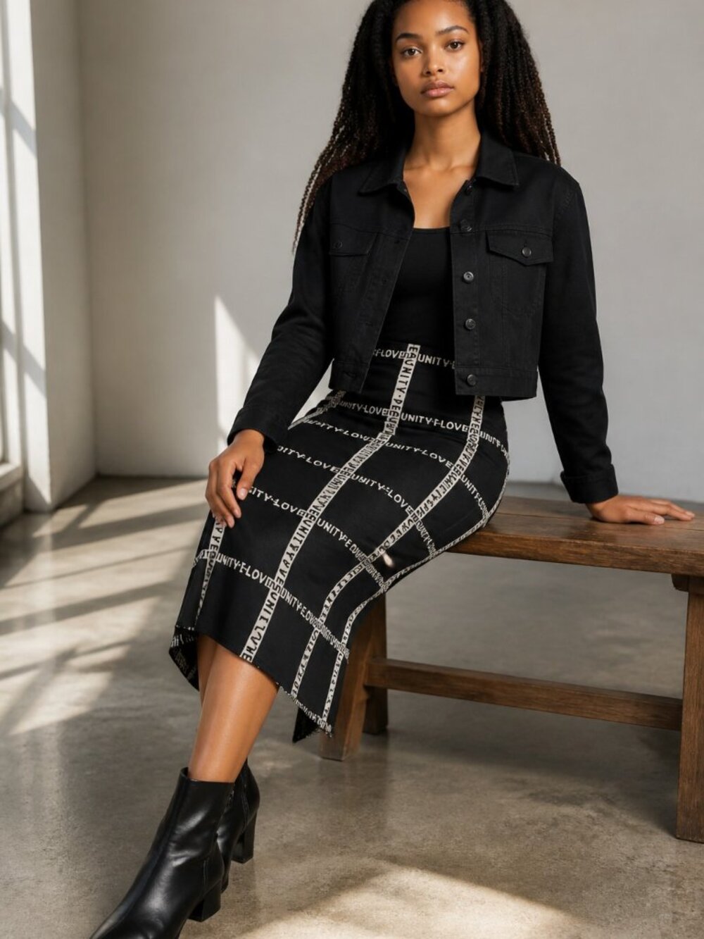 Gabrielle Union NYC |Women's Maxi Skirt NWT Peace Love Unity Print | Size L